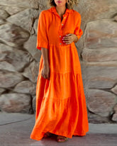 Enfärgad iögonfallande maxiklänning